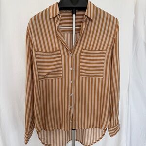 Millibon Brown and White Striped Pajama Top